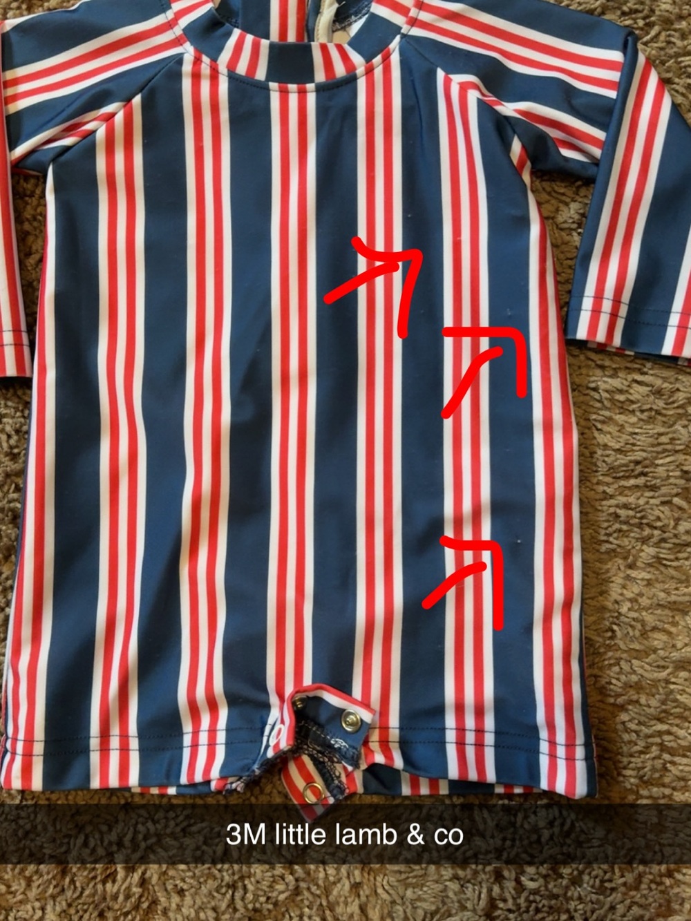 Kids Navy Red Stripe Rash Guard